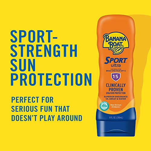 Banana Boat Sport SPF 15 Sunscreen Lotion Twin Pack | Banana Boat Sunscreen SPF 15 Lotion, Sunblock, Oxybenzone-Free, Water Resistant, 8oz each