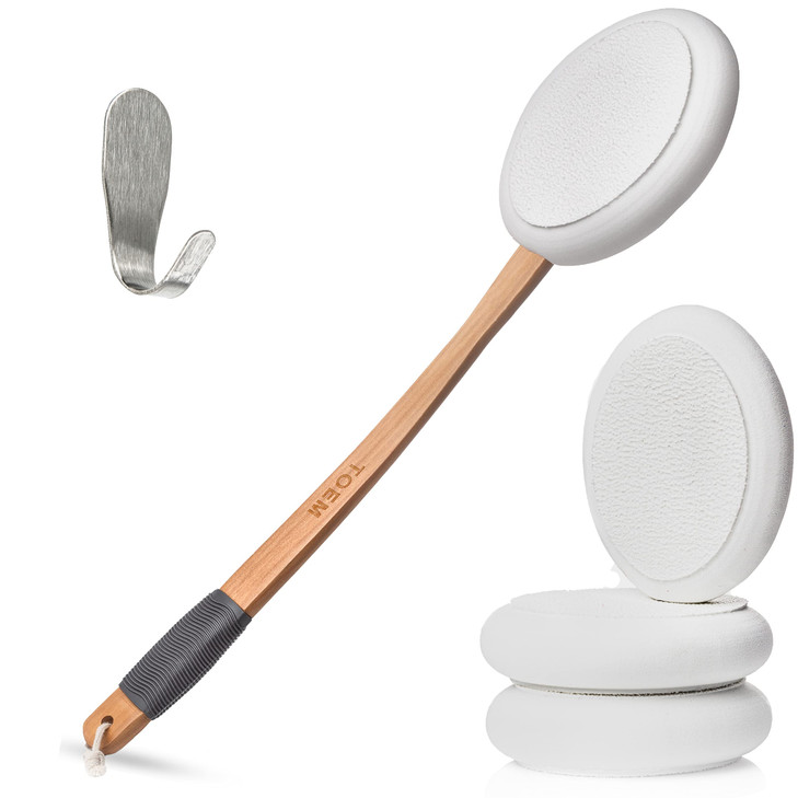 Toem® Lotion Applicator For Back | Easy Reach | Lotion | Cream | Sunscreen | Self Tanner | For All Skin Types | Includes 1 Applicator Handle, 4 Pads