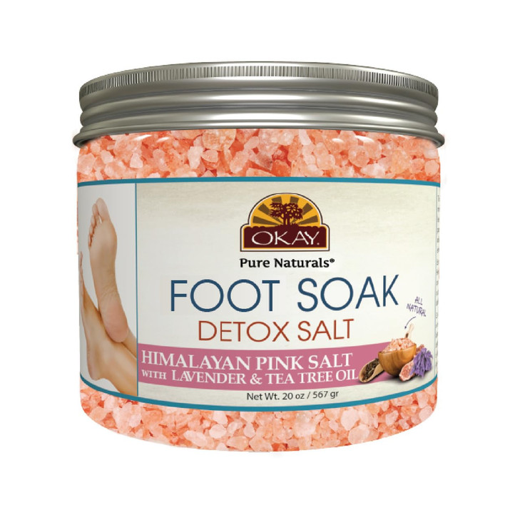 OKAY Foot Soak Detox Salt - Foot Soaking Salts for Dry Cracked Feet with Tea Tree Oil and Lavender Oil, Foot Bath, Pedicure Soak, Great for Men and W
