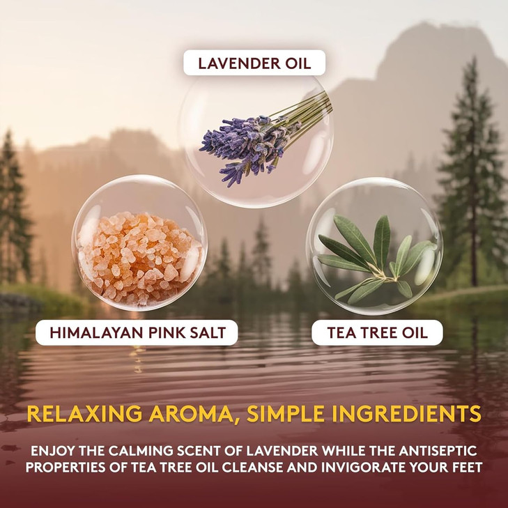 OKAY Foot Soak Detox Salt - Foot Soaking Salts for Dry Cracked Feet with Tea Tree Oil and Lavender Oil, Foot Bath, Pedicure Soak, Great for Men and W