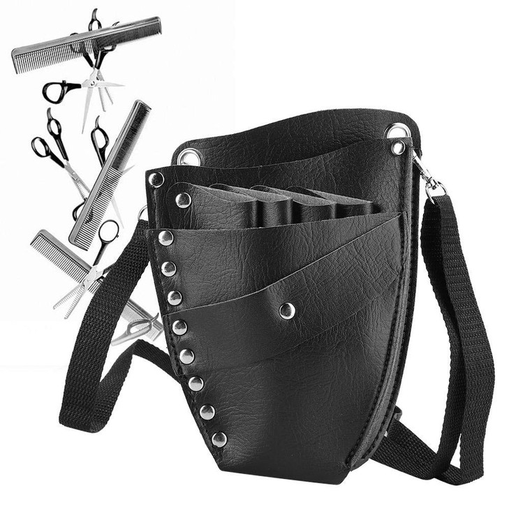 Scissors Bag, Barber Waist Bag, PU Leather Scissors Holster Barber Scissors Shear Pouch Holder Hairdressing Waist Holder Case Bag for Salon Hairdress