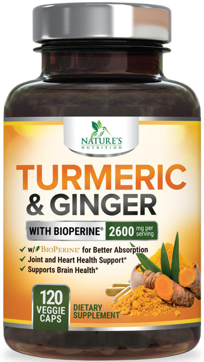 Turmeric Curcumin Supplement 2600mg - 95% Curcuminoids with Organic Turmeric & BioPerine Black Pepper Extract for Best Absorption, Natural Vegan Join