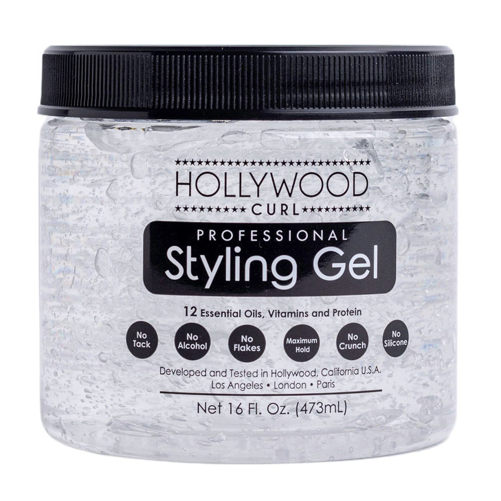 Hollywood Curl Styling Gel for Wavy and Curly Hair - Provides Healthy Shine, Superior Hold, and Styling Control with Essential Oils, Vitamins for Wom
