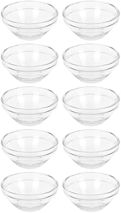 RCFINE Facial Bowl Cosmetic Mix Bowl Clear Glass Facial Masks Mixing Bowl DIY Mix Bowl for Home Salon Spa Face Skin Applicator Bowl (10 PCS)