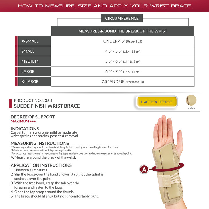 OTC Wrist Brace, Soft-Fit Lace Closure Hand Wrist Splint, Postoperative Care, X-Small (Left Hand)