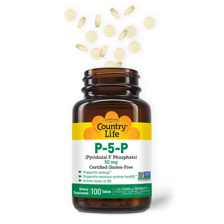 Country Life P-5-P Vitamin B6  Bioavailable Pyridoxal-5-Phosphate Supplement for Energy, Nervous System Support, and Red Blood Cell Growth  Certifi