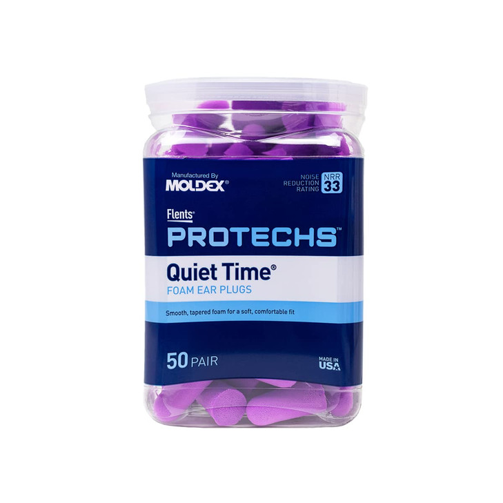 Flents Protechs Foam Ear Plugs, 50 Pair for Sleeping, Snoring, Loud Noise, Traveling, Concerts, Construction, Studying, Work, Shooting, NRR 33, Noise