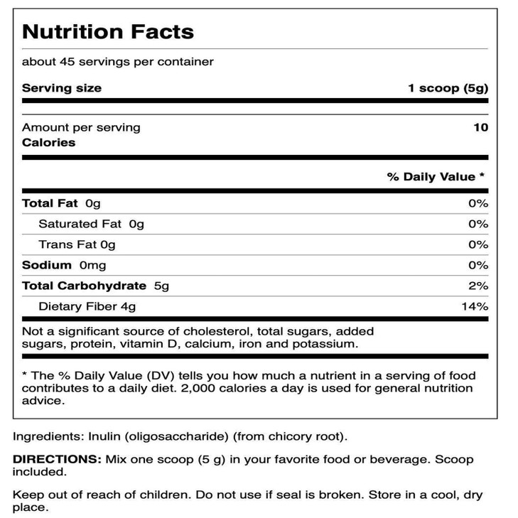 Swanson Inulin - Prebiotic Soluble Fiber Powder Promoting Digestive Health - Naturally Occurring FOS from Chicory Root Supporting Overall Gut Perform