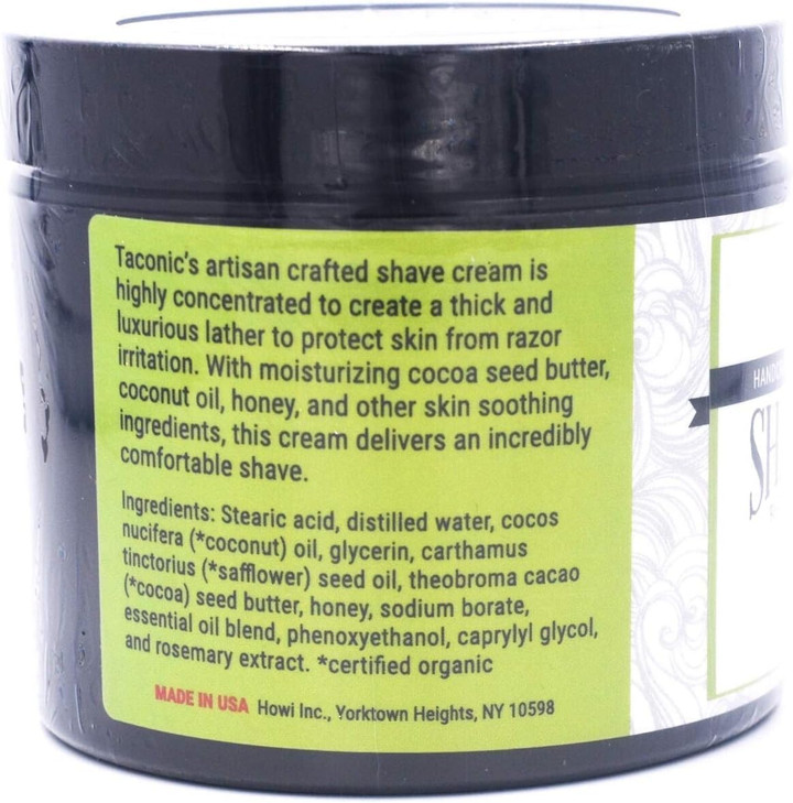 Taconic Shave Cream  Highly Concentrated Shaving Cream for Men and Women  4 oz. Moisturizing Shaving Cream Tub with Skin Soothing Ingredients  Teq