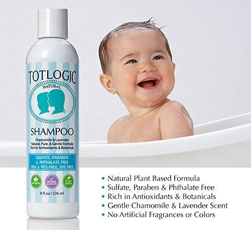 TotLogic Sulfate Free Kids Shampoo - 8 oz Original Scent - Gentle and Paraben Free Non-Toxic Plant Based Formula Safe for Babies and Toddlers, Natura