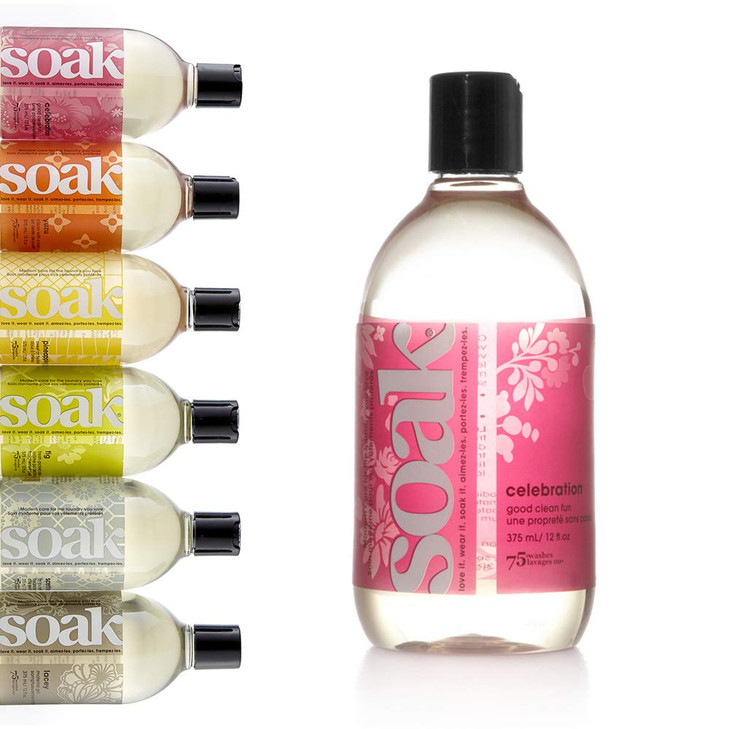 Soak Laundry Soap  No Rinse, Plant Derived Hand Wash Detergent - 375 ml / 12 fl. oz, 75+ Washes (Celebration)