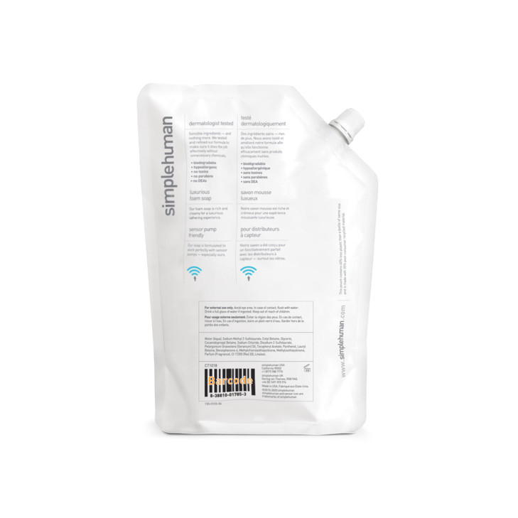 simplehuman Geranium Moisturizing Liquid Hand Soap Refill Pouch, 34 Fl. Oz