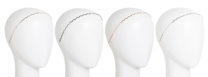 L. Erickson Metal Wave Headband 4-Pack - Gold/Silver/Rose Gold/Gunmetal