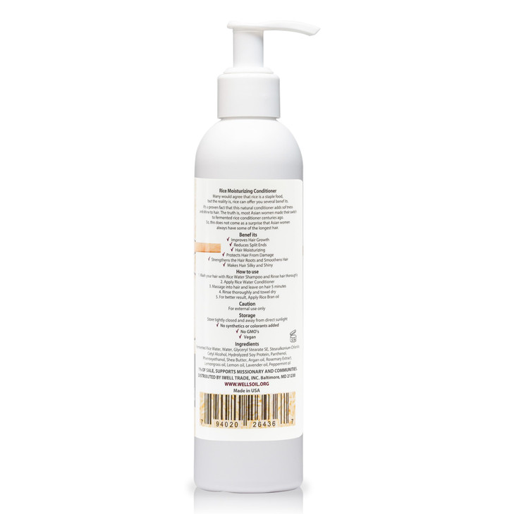 Well's Fermented Rice Water Conditioner For Hair Growth, Packed with Shea Butter, Argan, Rosemary, Lemongrass, Lavender, Peppermint, Daily Routine fo