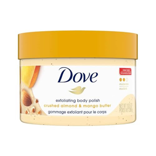 Dove Scrub Crushed Almond & Mango Butter For Silky Smooth Skin Body Scrub Exfoliates & Restores Skin's Natural Nutrients 10.5 oz