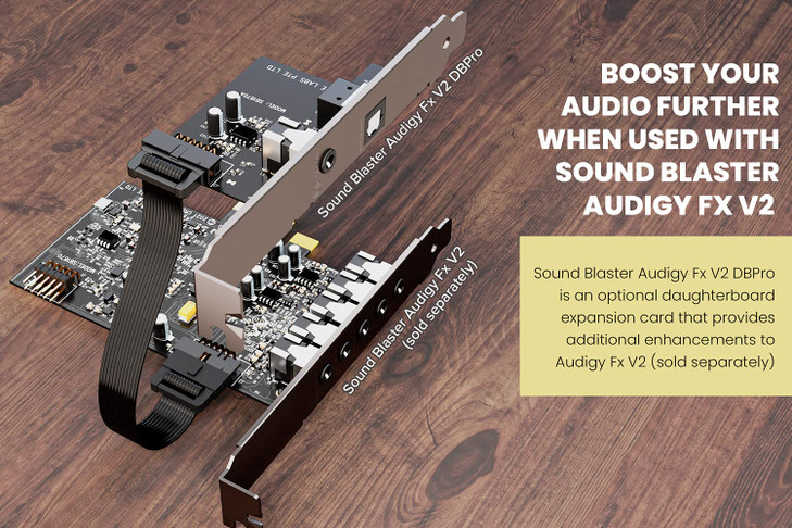Creative Sound Blaster Audigy Fx V2 DBPro - Expansion Card for Sound Blaster Audigy Fx V2, with DSD256 Playback Support, 7.1 Surround Sound, and Opti