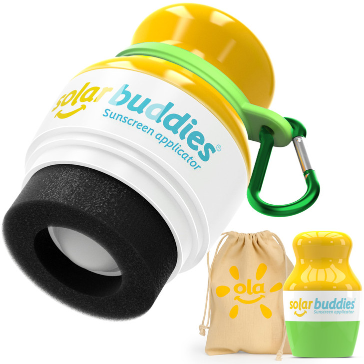 Green Bag Bundle Set For Solar Buddies Refillable Roll On Sunscreen Suncream Applicator Bag Bundle With Applicator Carabina Clip For Families, Kids,