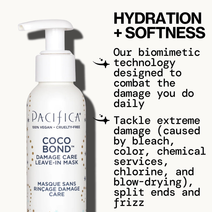 PACIFICA Beauty, Coco Bond Damage Care Leave-In Repair Mask Treatment, Dry & Damaged Hair from Bleach, Color, Chemical Services, Chlorine, & Heat, Co