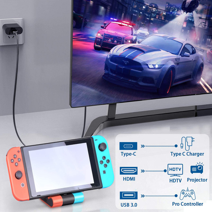 Switch Dock for Nintendo Switch/Switch OLED, Tendak TV Docking Station for Nintendo Switch with 4K HDMI Adapter, USB 3.0 Port and Type C Charging Por