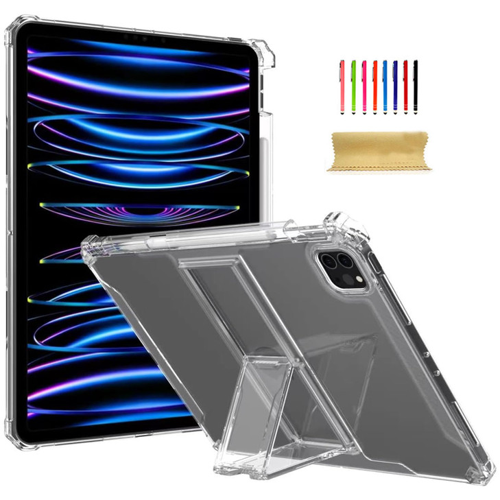 Dteck for Apple iPad Pro 13 inch (M4/M5) 2024/2025 Release Slim Clear Case with Kickstand/Pencil Holder Slot, Shockproof Reinforced Corners, Lightwei