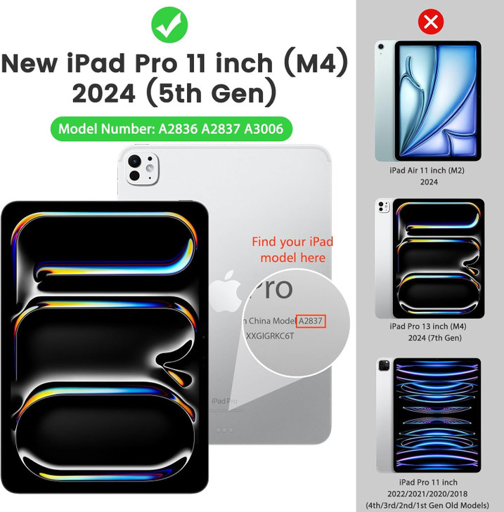 FVAENDHIO Case for iPad Pro 11 Inch M4 (2024, 5th Generation), Premium PU Leather Cover, Adjustable Stand Auto Wake/Sleep Smart Case for iPad Pro 11