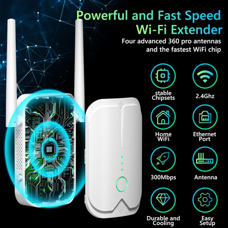 WiFi Extender Signal Booster Up to 9000sq.ft and 50 Devices, WiFi Range Extender, Wireless Internet Repeater, Long Range Amplifier with Ethernet Port