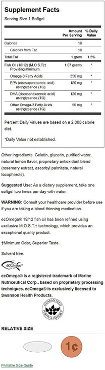Swanson EFA EPA & DHA Lemon Flavor 120 SGELS