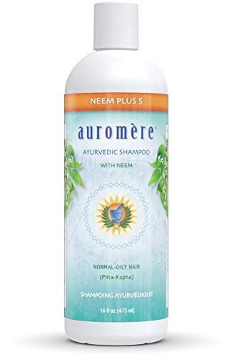 Auromere Ayurvedic Shampoo, Neem + 5 - Vegan, Cruelty Free, Non-GMO, Natural, Gluten Free, Sulfate Free, Paraben Free for Normal to Oily Hair (16 fl