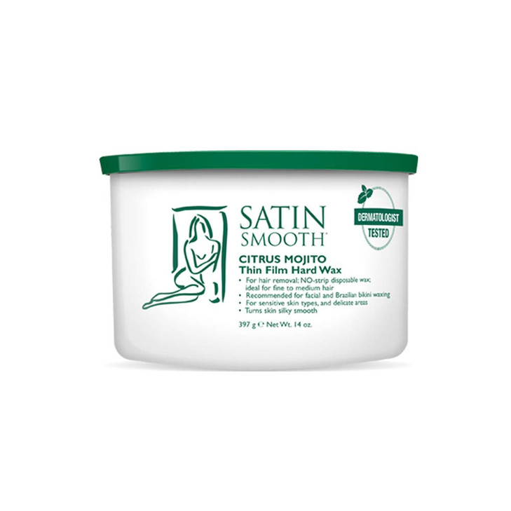 Satin Smooth Citrus Mojito Thin Film Hard Wax - Hair Removal Wax, No Strip Waxing for Sensitive Skin, Ideal for Fine to Medium Hair, 14oz.