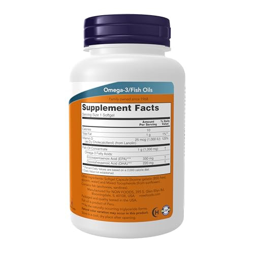 NOW Foods Supplements, Tri-3D Omega, Triglyceride Form of Omega-3 Fish Oil + Vitamin D-3, Molecularly Distilled, 90 Softgels