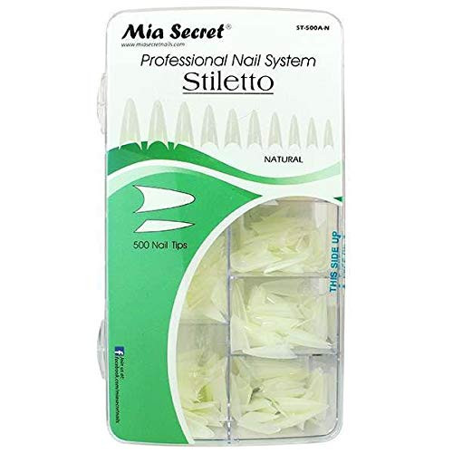 Mia Secret - Nail Tip stiletto Clear 500 pcs Clear Or Natural Pick Yours (Natural 500)