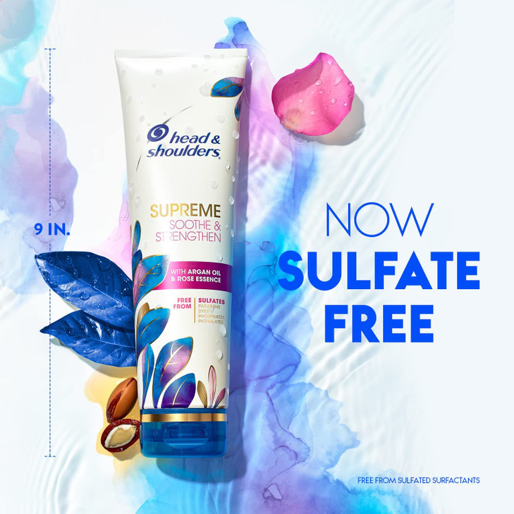 Head & Shoulders Supreme Anti-Dandruff Shampoo and Conditioner Set, 1% Pyrithione Zinc, Sulfate-Free, Argan Oil and Rose Essence, for Dry Scalp and D