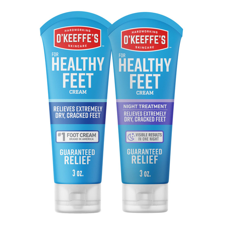 O'Keeffe's for Healthy Feet Foot Cream; 3.0 Ounce Tube and O'Keeffe's for Healthy Feet Night Treatment Foot Cream; 3.0 Ounce Tube; Relieves Extremely