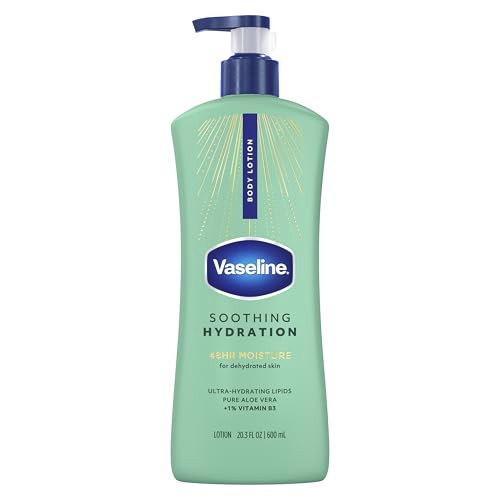 Vaseline Intensive Care Body Lotion Soothing Hydration for Dry Skin with Ultra-Hydrating Lipids + 1% Aloe Vera Extract to Refresh Dehydrated Skin 20.