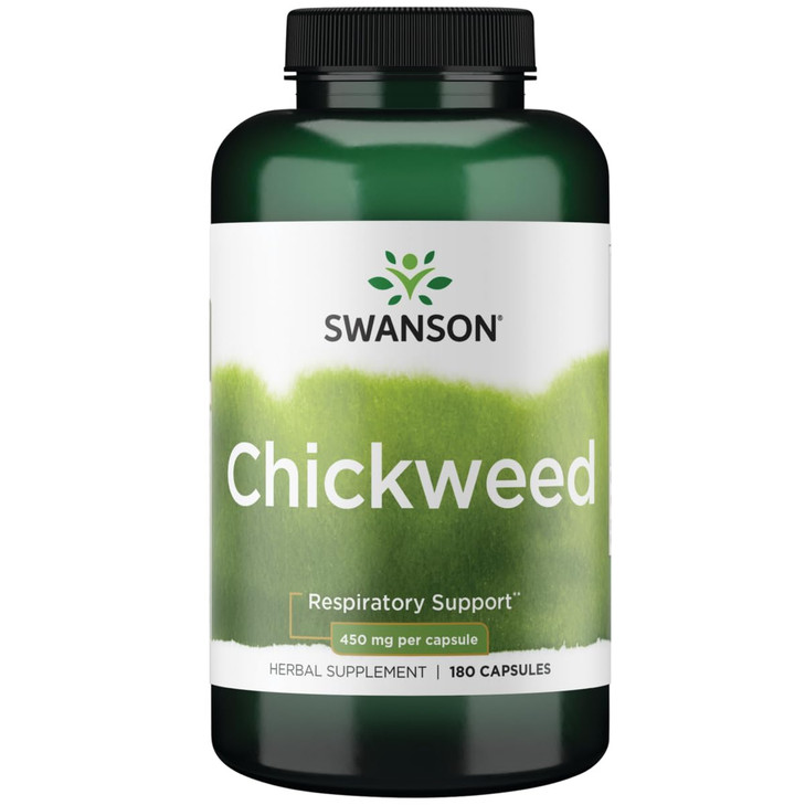 Swanson Chickweed Herb Stellaria Media Herbal Supplement Respiratory Circulatory Skin Health Support 450 mg 180 Capsules (Caps)