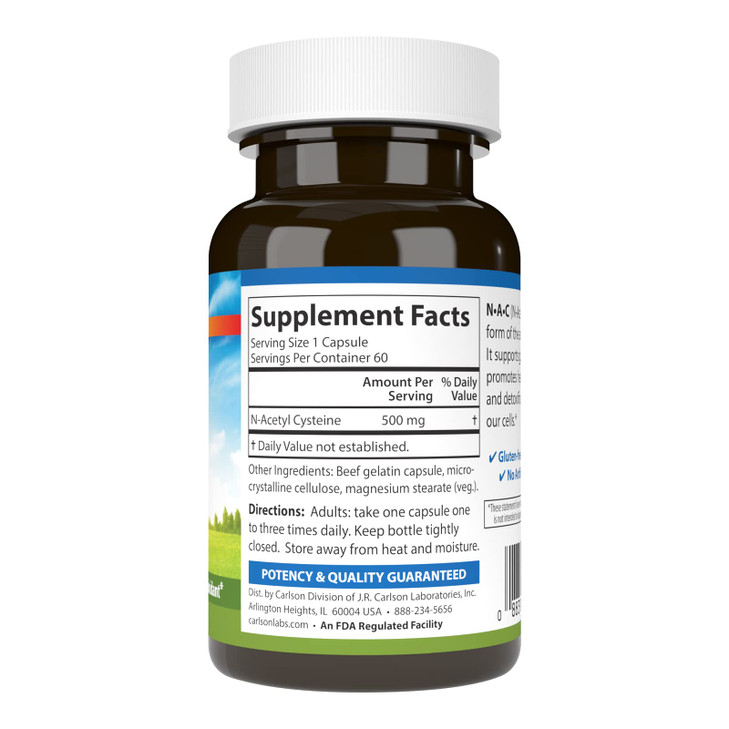 Carlson Labs NAC N-Acetyl Cysteine, 500mg, 60 Capsules