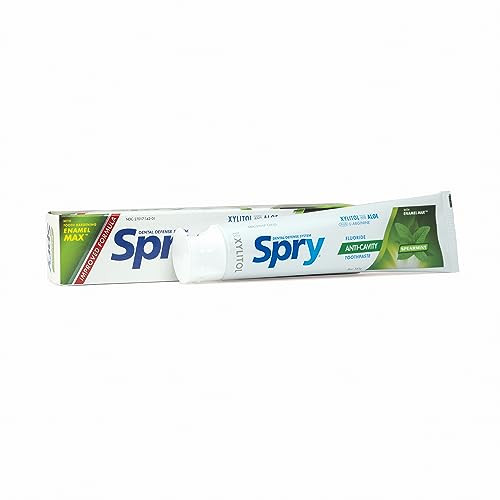 Spry Natural Xylitol Toothpaste 5oz for Adults and Kids with Fluoride, Gentle for Sensitive Teeth Whitening and Remineralizing, Breath Freshening, Mo