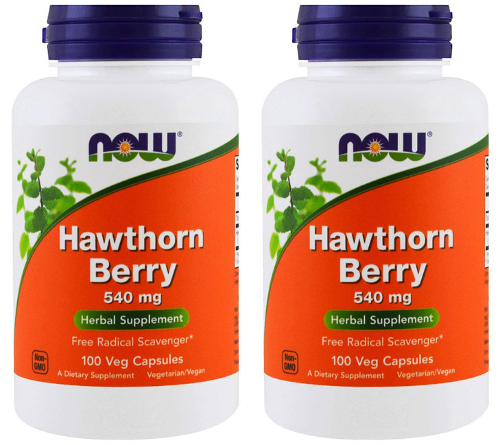 NOW Foods Hawthorn Berry 540 mg, 100 Veg Capsules (Pack of 2)