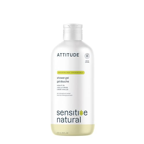 ATTITUDE Body Wash for Sensitive Skin, EWG Verified Shower Gel, Soothing Oat, Dermatologically Tested, Plant and Mineral-Based, Vegan Personal Care,