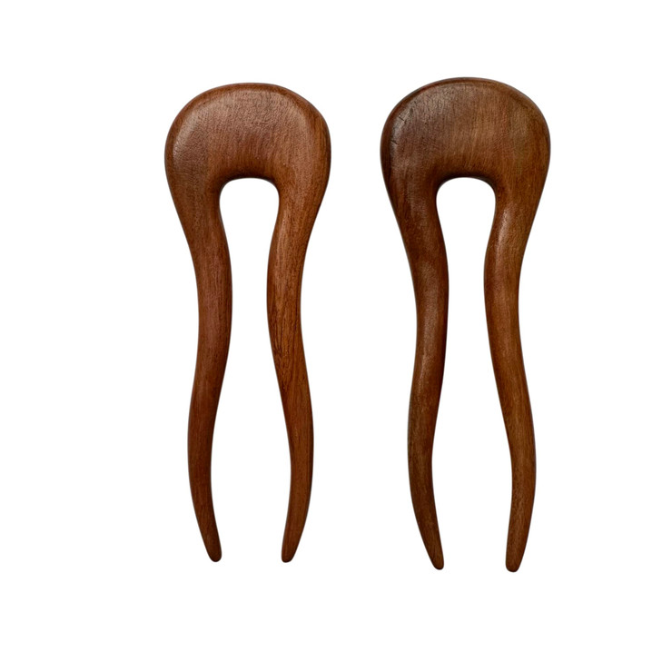 Marycrafts Set 2 Wooden Rosy Simple Hair Pin, Hair Fork, Hair Stick, Hair Accessory Handmade