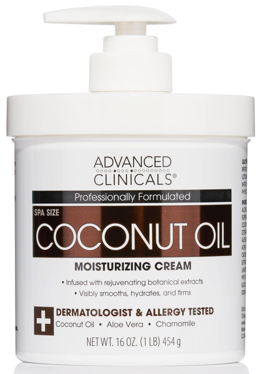 Advanced Clinicals Coconut Oil Body Cream For Women & Men | Hydrating Coconut Lotion For Extremely Dry Skin | Visible Anti Aging Body Butter Skin Car