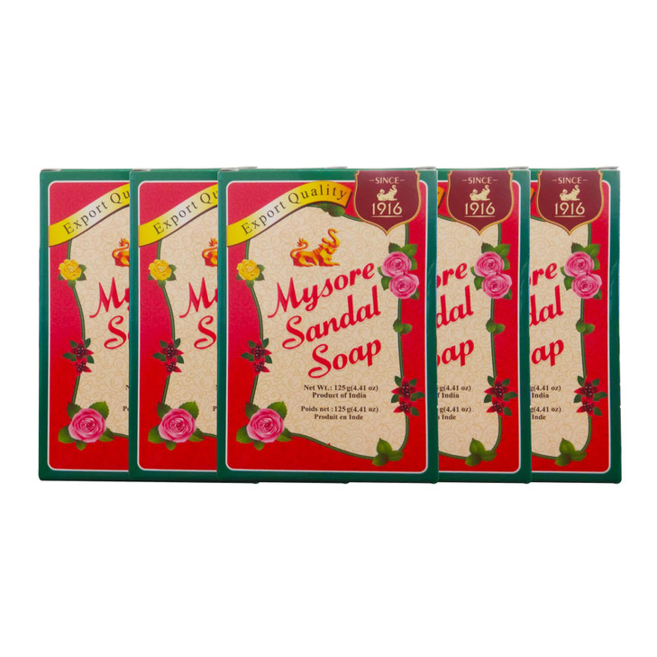 Mysore Sandal Soap 4.41 oz (125 Grams) Box, (Pack of 5)