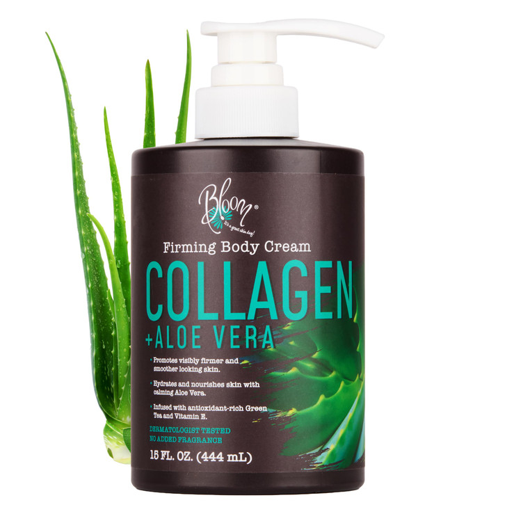 BLOOM IT'S A GREAT SKIN DAY! Men & Women Collagen Cream + AloeVera & Vitamin E Body Lotion & Face Moisturizer | Fragrance Free Skin Firming Lotion |