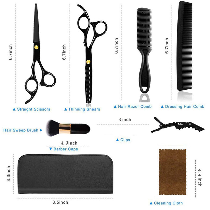 WeTest 12 PCS Hair Cutting Scissors Hair Cutting Shear Hairdressing Kit for Home, Salon, Barber, Gift, with Thinning Shears, Hair Razor Comb, Clips,