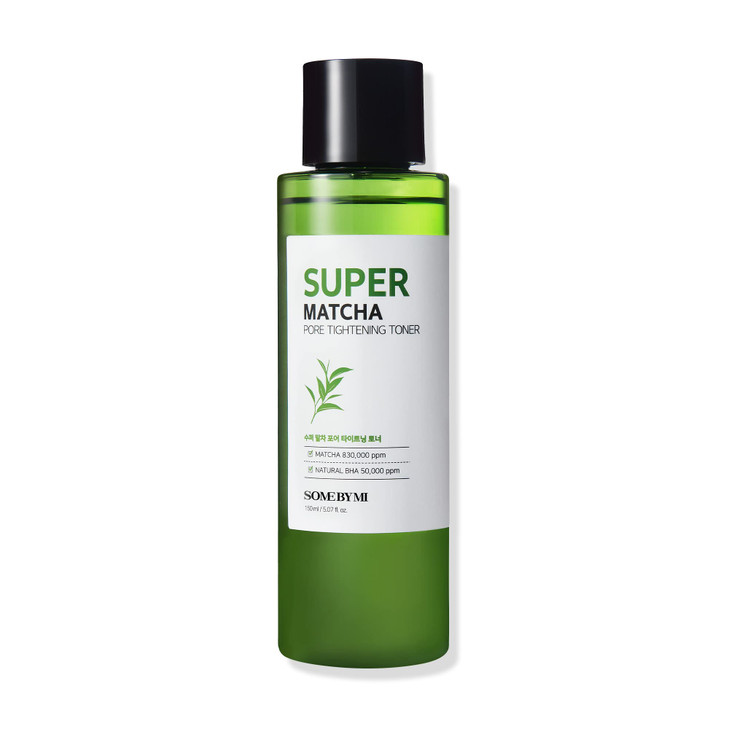 SOME BY MI Super Matcha Pore Tightening Toner - 5.07Oz, 150ml - Made from Matcha Extracts for Sensitive Skin - Skin Moisturizing and Purifying - Blac