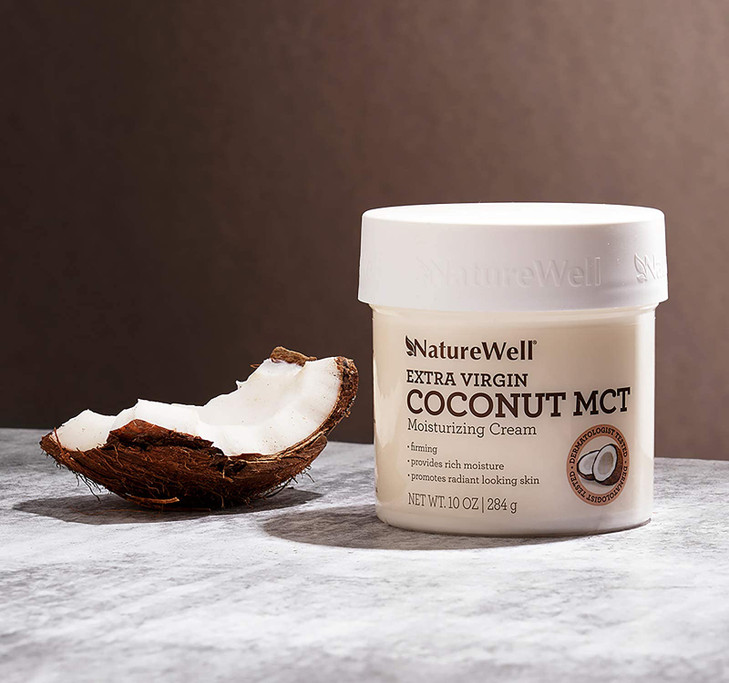 NATURE WELL Clinical Extra Virgin Coconut MCT Moisturizing Cream for Face, Body, & Hands, Firming, Provides Rich Moisture & Promotes Radiant Looking