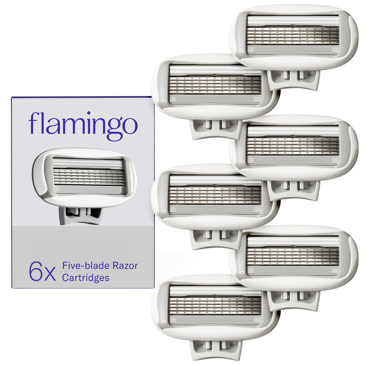 Flamingo Women's Original Razor Blade Refill Cartridges for Women - 6 Count - 5-Blade Shaving Razors for Women