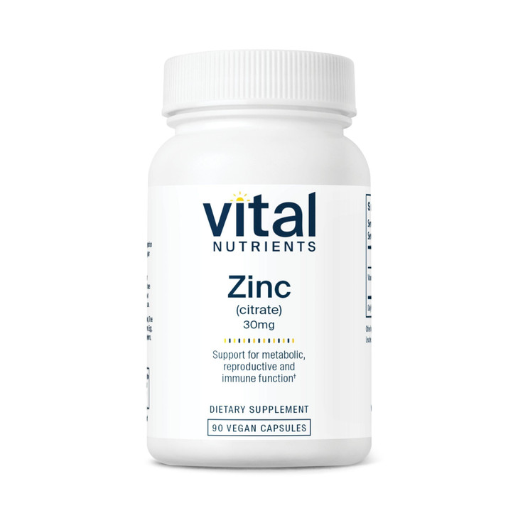 Vital Nutrients Zinc Citrate 30mg - Easily Absorbed Immune Support Supplement - Vegan Zinc Supplement - Gluten, Dairy, Soy Free - Non-GMO - 30mg - 90