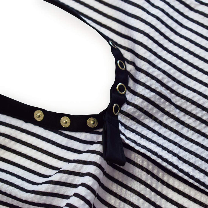 Betty Dain Seersucker Classic Barber Cutting/Styling Cape, Classic Seersucker Stripe, Soft, Machine Washable Nylon Fabric, Repels Hair, Snap Closure