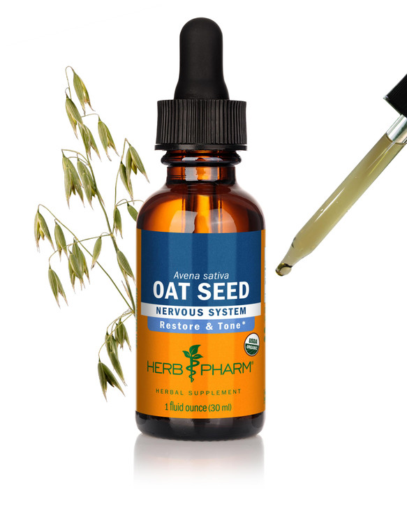 Herb Pharm Certified Organic Oat Seed Liquid Extract for Nervous System Support, Organic Cane Alcohol, 1 Fl Oz